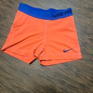 Nike Orange and Blue Athletic Shorts